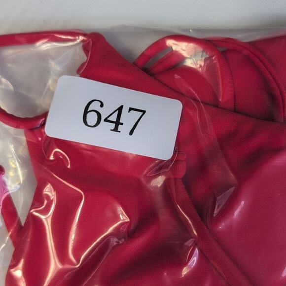 Pacsun Womens Red Monokini Swimsuit Size XXS Cutout One Piece Ruched Tie Front - Picture 10 of 10